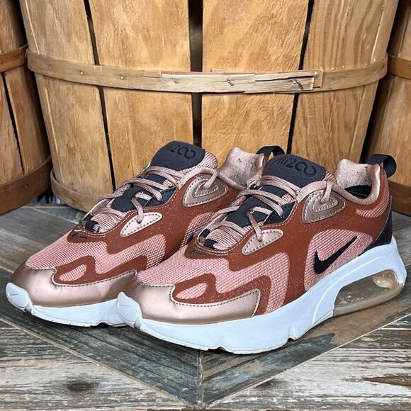 Nike Air Max 200 Holiday Sparkle Metallic Red Bronze Sneakers Womens Size 7 - Picture 3 of 11